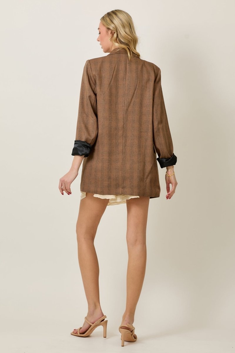 LIGHT WEIGHT PLAID BLAZER - Wow Store