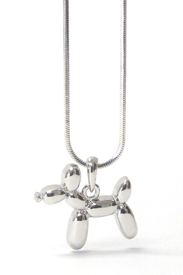 MADE IN KOREA whitegold plating balloon puppy pendant necklace - Wow Store