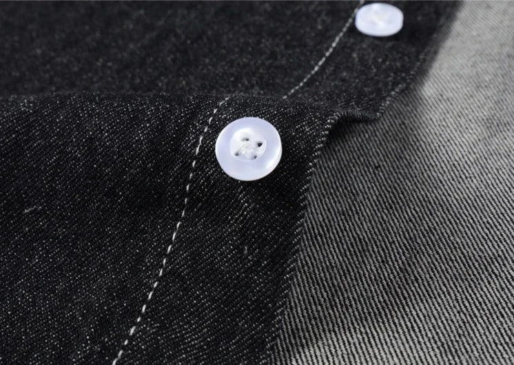 Mens Long Sleeve Single Pocket Denim Shirt - Wow Store