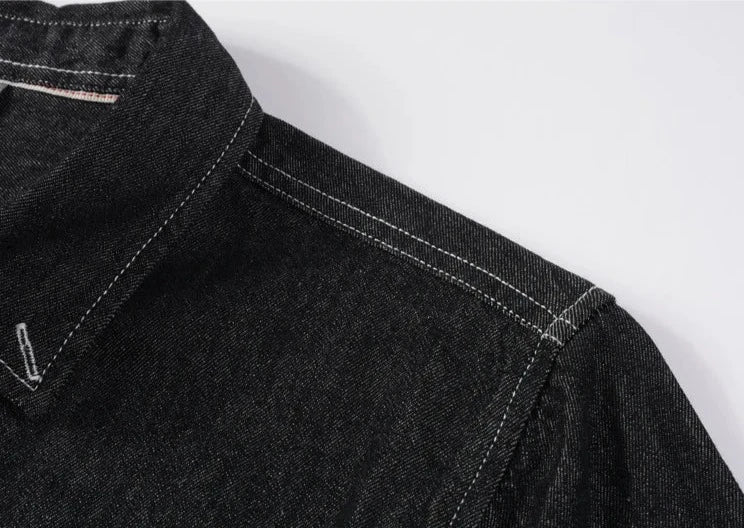 Mens Long Sleeve Single Pocket Denim Shirt - Wow Store