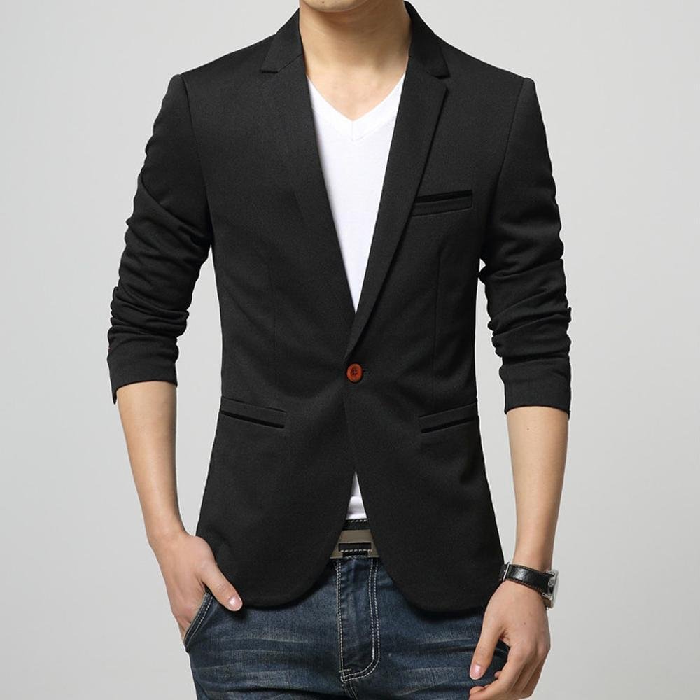 Mens One Button Slim Fit Blazer - Wow Store