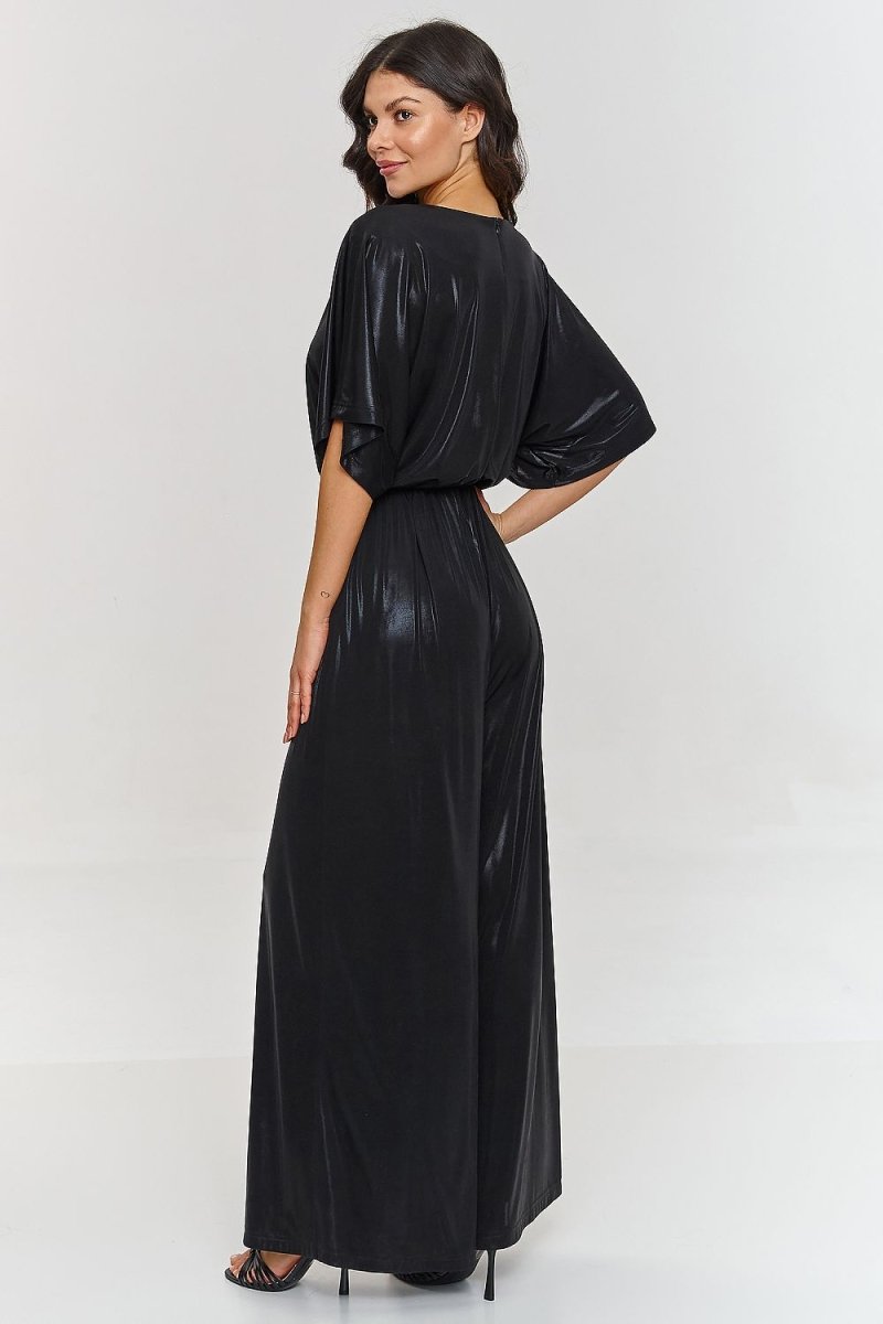 Metallic Kimono - Sleeve Evening Jumpsuit 209579 - Makadamia | Wow Store - Wow Store