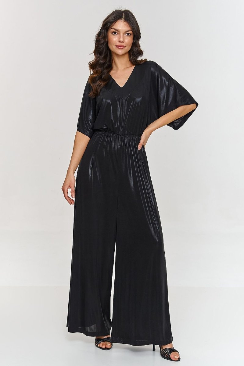Metallic Kimono - Sleeve Evening Jumpsuit 209579 - Makadamia | Wow Store - Wow Store