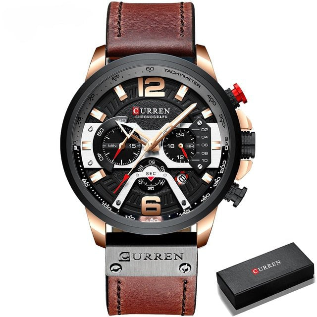 Military Leather Chronograph Wristwatch - Wow Store