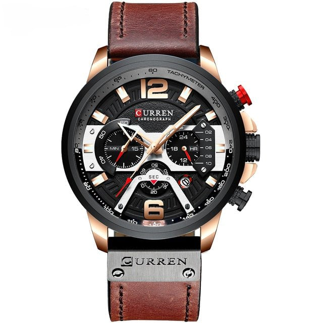 Military Leather Chronograph Wristwatch - Wow Store