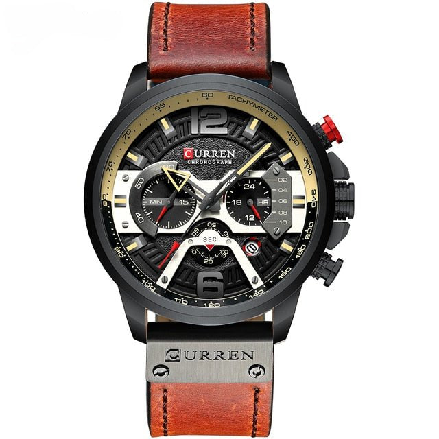 Military Leather Chronograph Wristwatch - Wow Store