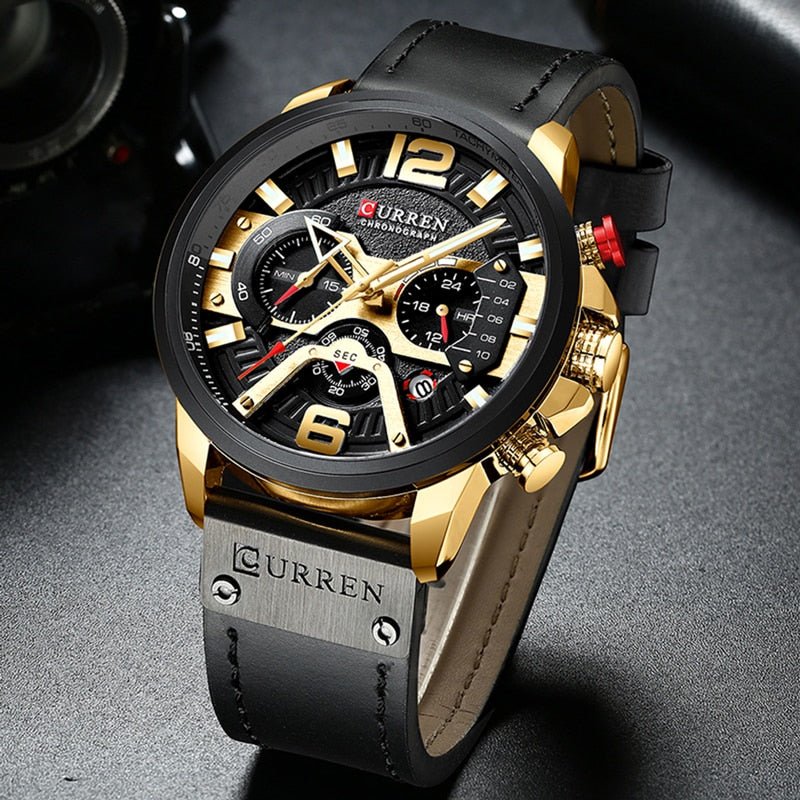 Military Leather Chronograph Wristwatch - Wow Store
