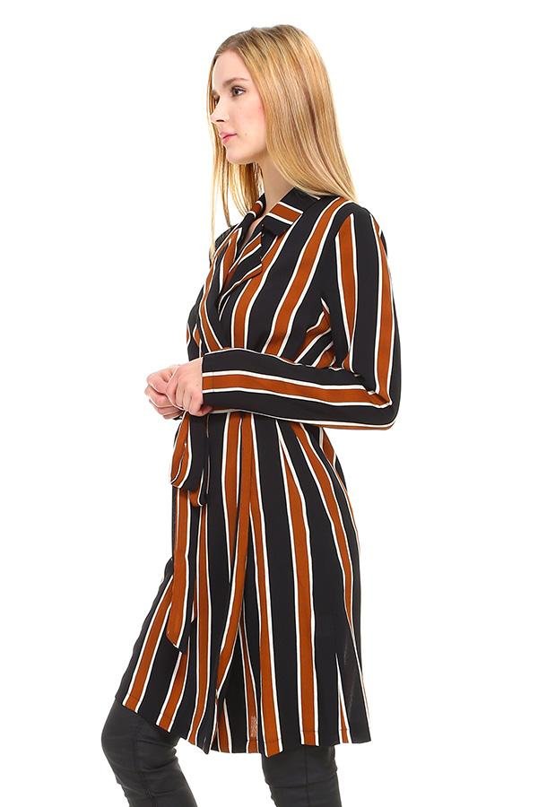 Multi Stripe Long Blazer - Wow Store