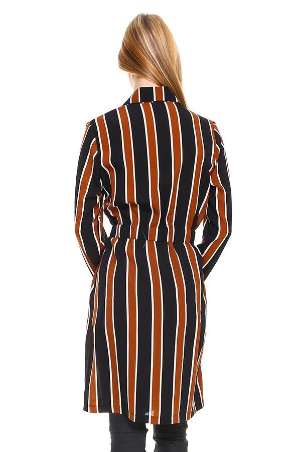 Multi Stripe Long Blazer - Wow Store