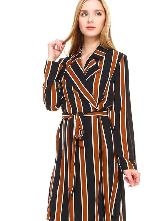 Multi Stripe Long Blazer - Wow Store
