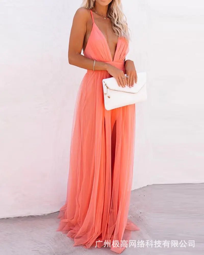 New Summer Orange Camisole Chiffon Dress - Wow Store - Wow Store