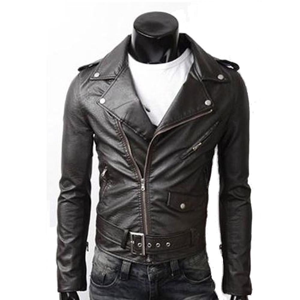 Ninja Stealth Black Mens Faux Leather Biker Jacket - Wow Store