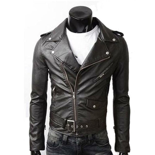 Ninja Stealth Black Mens Faux Leather Biker Jacket - Wow Store
