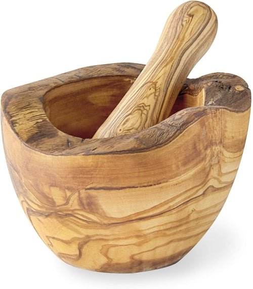 Olive Wood Rustic Mortar and Pestle - Wow Store