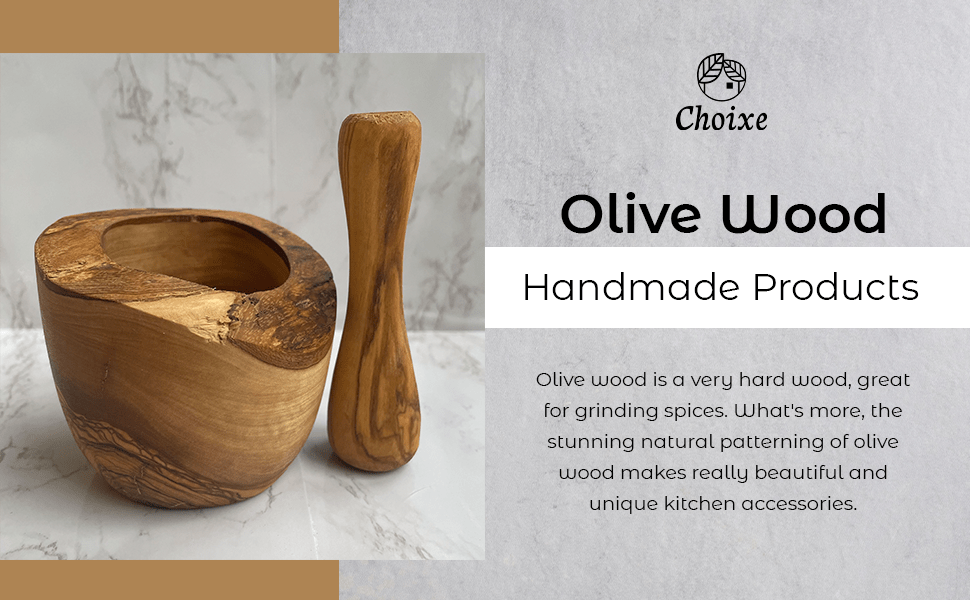 Olive Wood Rustic Mortar and Pestle - Wow Store