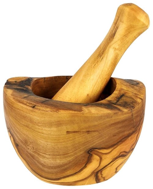 Olive Wood Rustic Mortar and Pestle - Wow Store