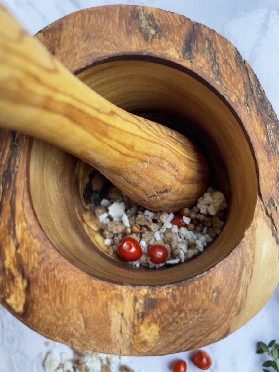 Olive Wood Rustic Mortar and Pestle - Wow Store