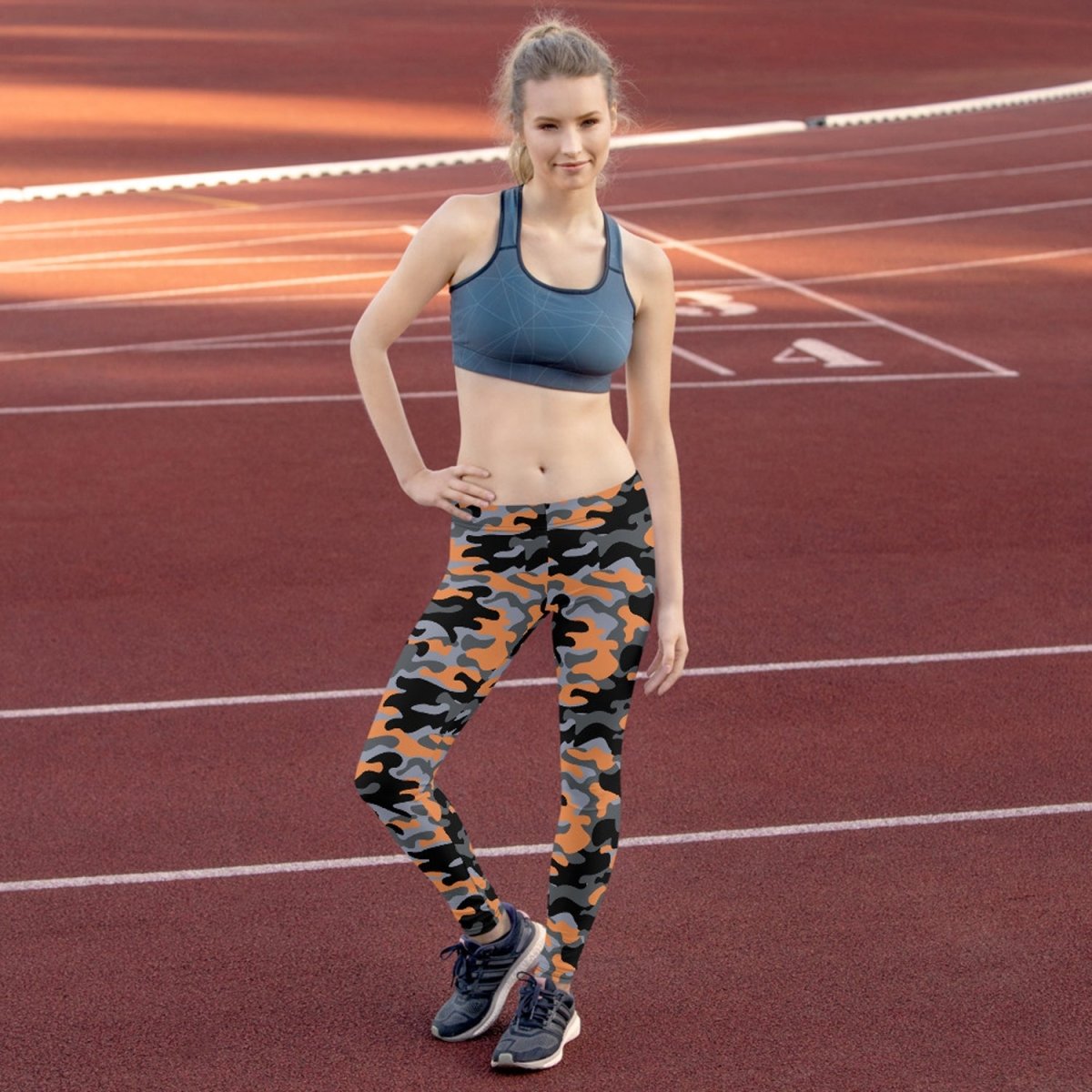 Orange and Gray Camo Leggings for Women | Wow Store - Wow Store