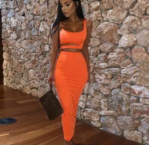 Orange Mini Dress with Low Neckline and Back - Wow Store - Wow Store