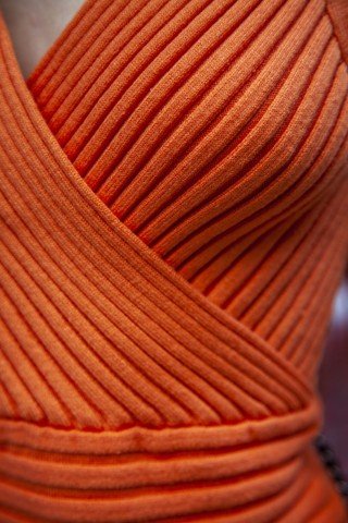 Orange Rib - knit Sweater Dress - Wow Store
