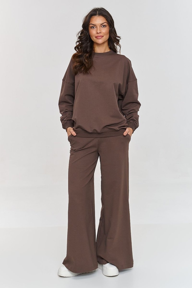 Oversized Cotton Flared Tracksuit Set 209638 - Makadamia | Wow Store - Wow Store