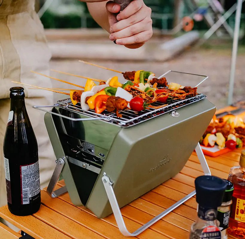 Portable Camping BBQ Folding Cooking Charcoal Coal Stainless Steel Grill - Wow Store