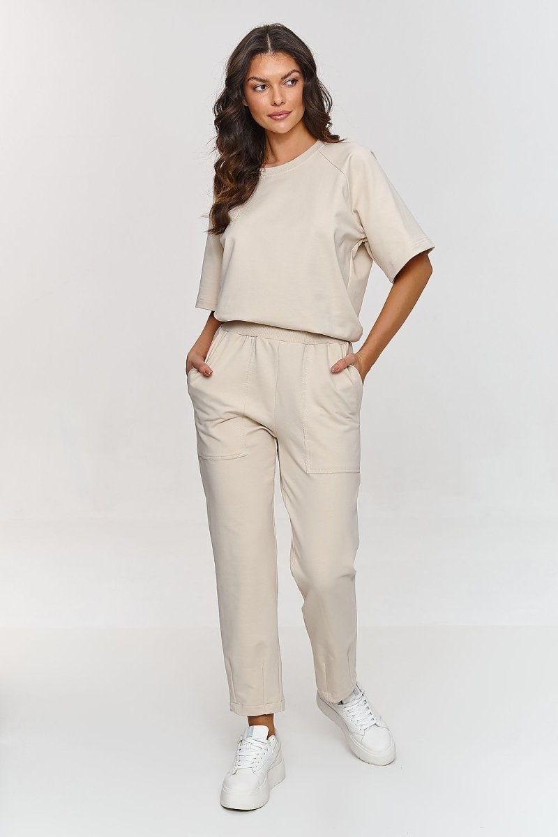 Premium Cotton Raglan Tracksuit Set 209861 - Makadamia | Wow Store - Wow Store