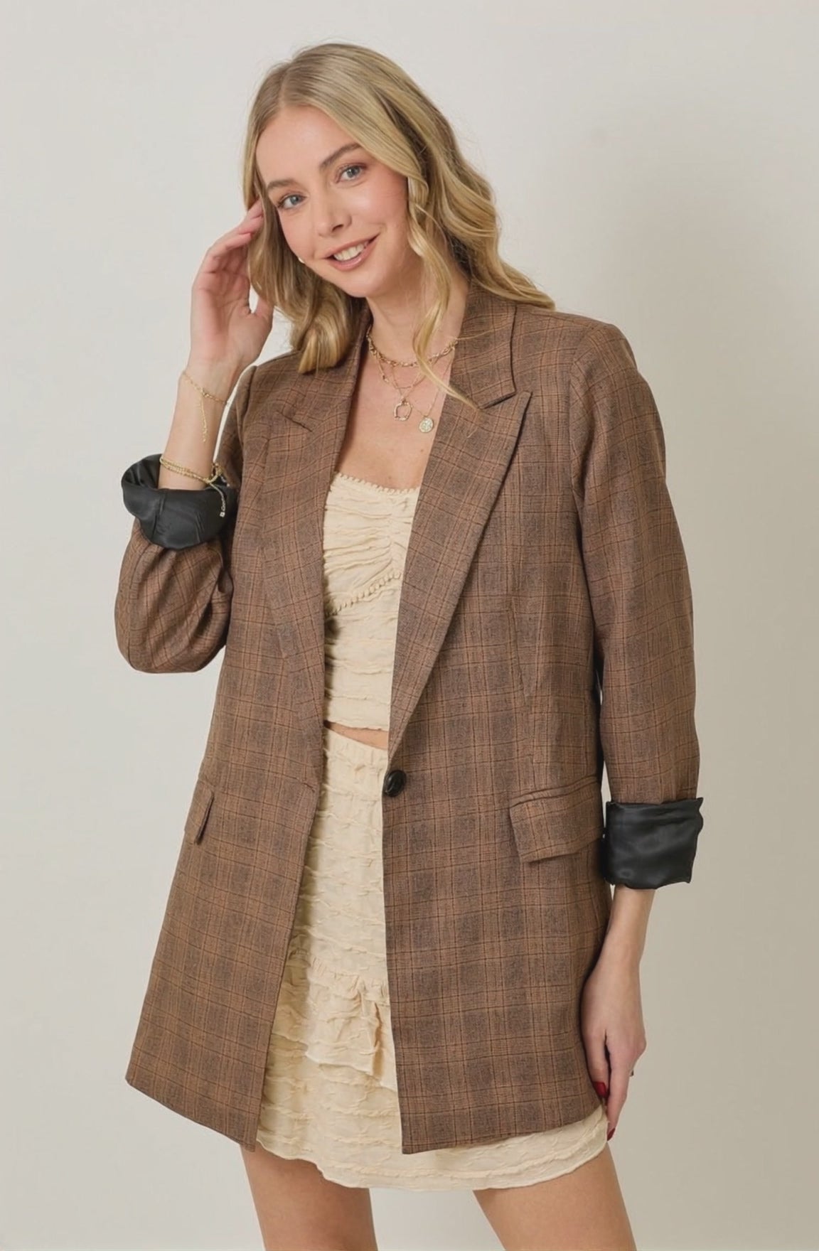 LIGHT WEIGHT PLAID BLAZER | Wow Store