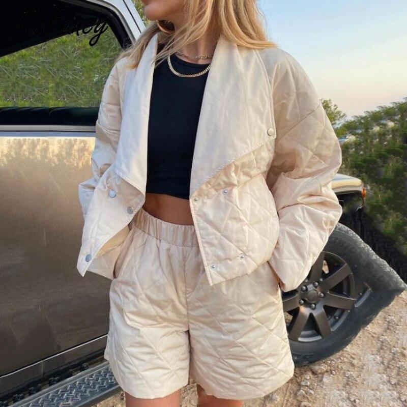 Quilted High Waist Shorts and Crop Jacket Suit top - Wow Store