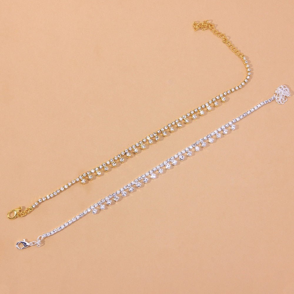 Rhinestone Water Drop Anklet Foot Jewelry for Women Silver/Gold - Wow Store
