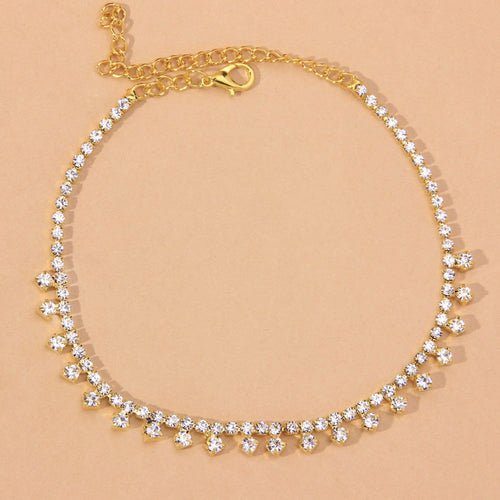 Rhinestone Water Drop Anklet Foot Jewelry for Women Silver/Gold - Wow Store