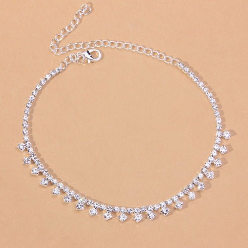 Rhinestone Water Drop Anklet Foot Jewelry for Women Silver/Gold - Wow Store