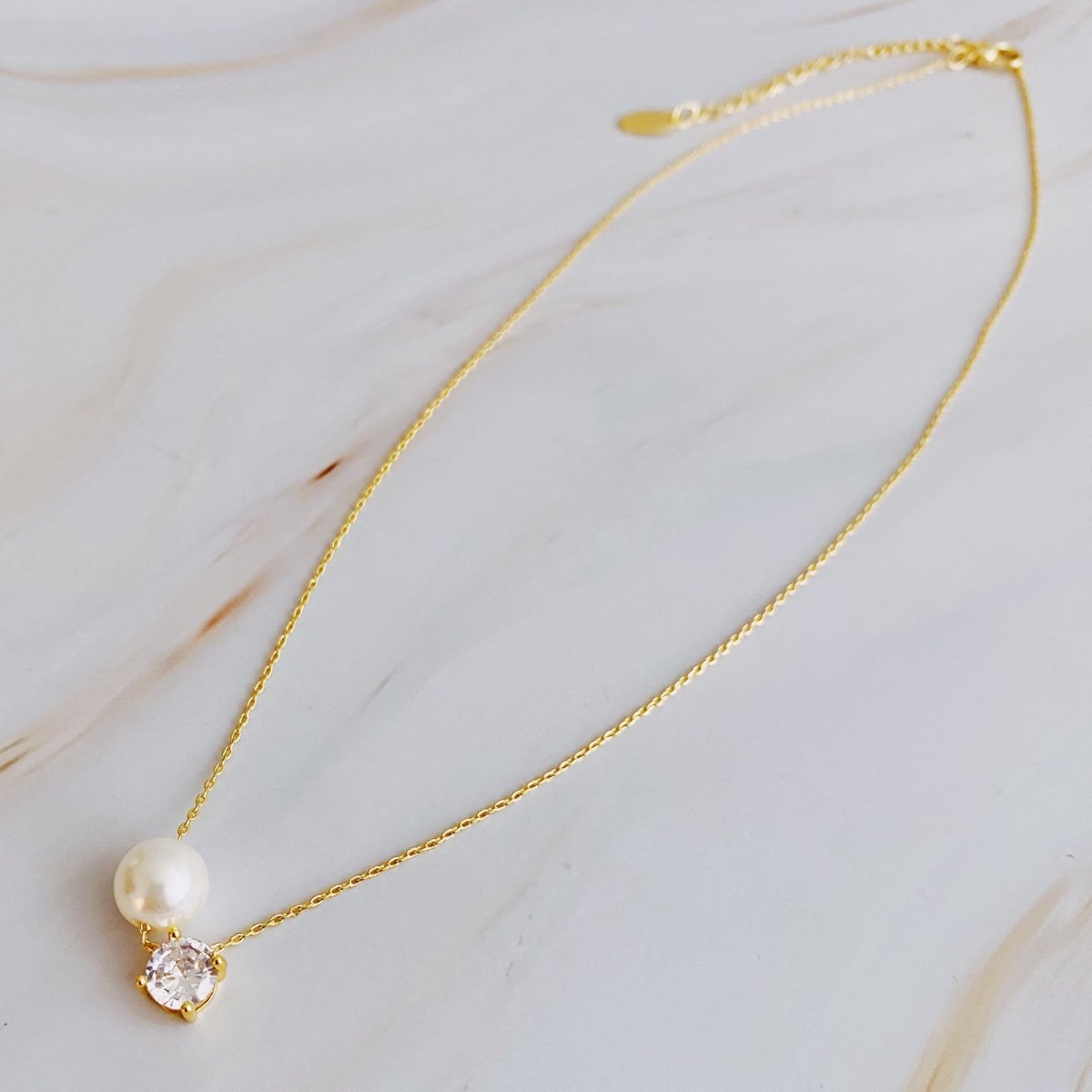 Single Pearl And Diamond Necklace - Wow Store