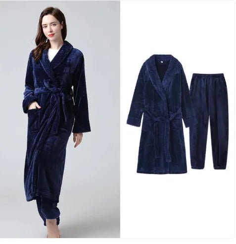 Thick Warm Flannel Bathrobe Home/Spa - Wow Store