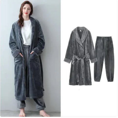 Thick Warm Flannel Bathrobe Home/Spa - Wow Store