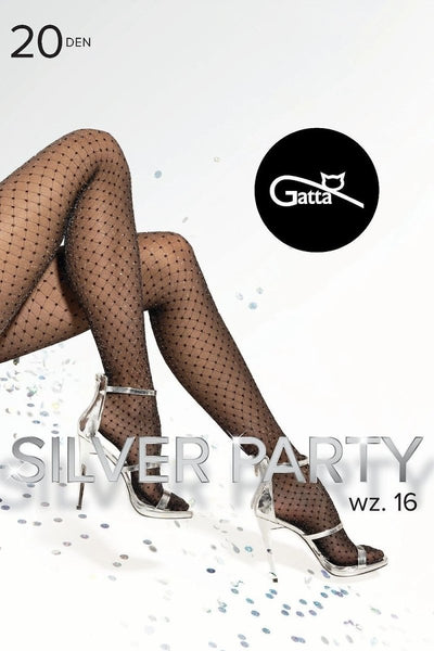 Silver Party glitter panty 20 den met stipjes, zwart