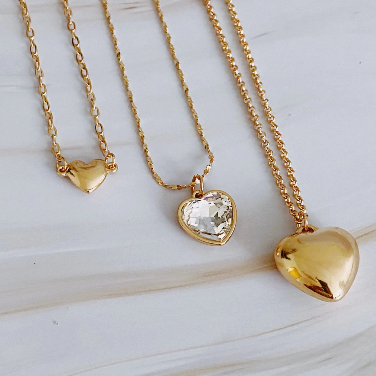 Triple Heart Pendant Necklace Set Of 3 - Wow Store