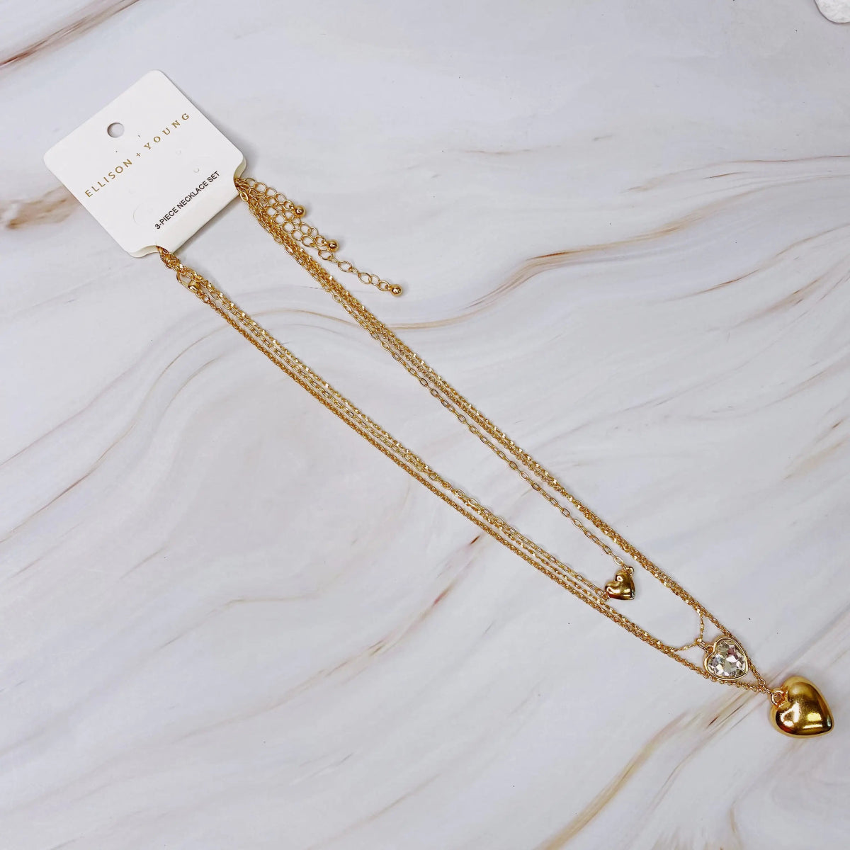 Triple Heart Pendant Necklace Set Of 3 - Wow Store