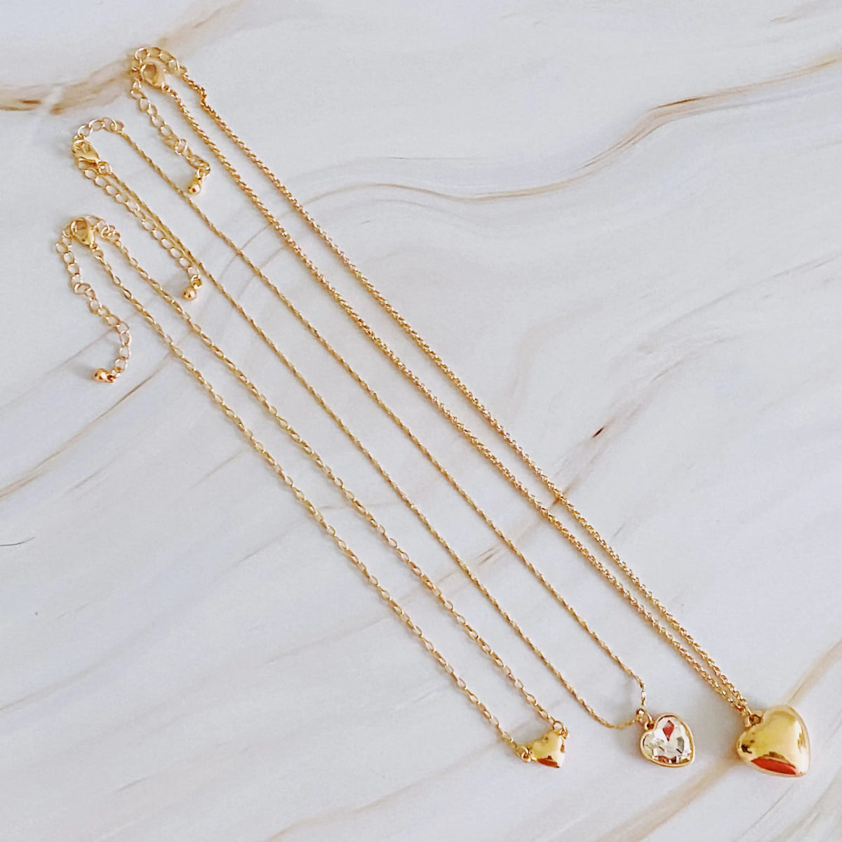 Triple Heart Pendant Necklace Set Of 3 - Wow Store