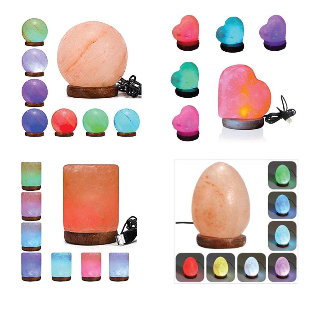 USB Colour Changing Salt Himalayan Lamp - Carved Shape Pink Rock LED - Wow Store