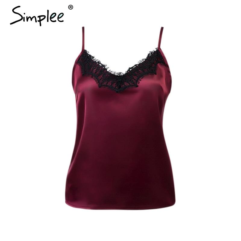 Women Sexy Solid Lace Elegant V - neck Cami | Wow Store - Wow Store