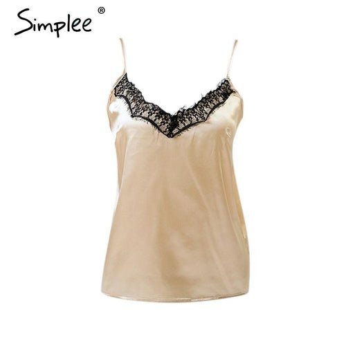 Women Sexy Solid Lace Elegant V - neck Cami | Wow Store - Wow Store