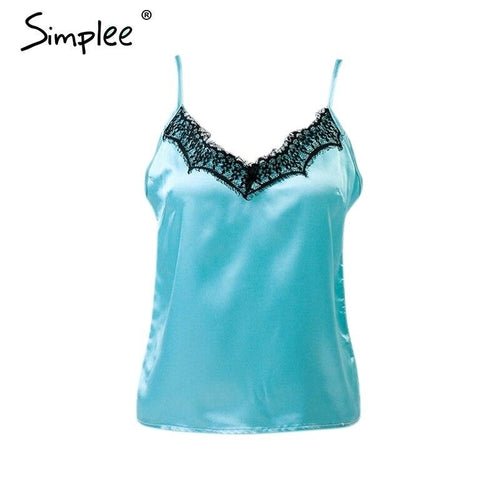 Women Sexy Solid Lace Elegant V - neck Cami | Wow Store - Wow Store