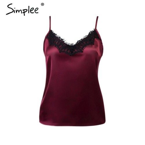 Women Sexy Solid Lace Elegant V - neck Cami | Wow Store - Wow Store