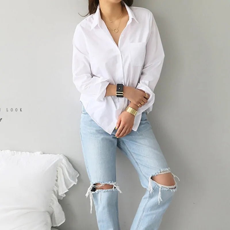 Women White Shirt Female Blouse Tops - Wow Store