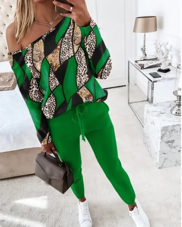 Women's Casual Printed Two - Piece Suit - Wow Store