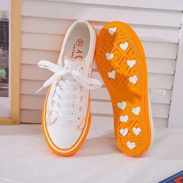 Women's Fashion Canvas Shoes in Candy Orange & White - Wow Store - Wow Store