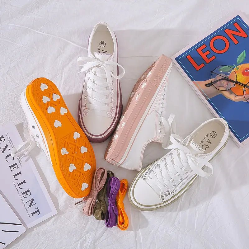 Women's Fashion Canvas Shoes in Candy Orange & White - Wow Store - Wow Store