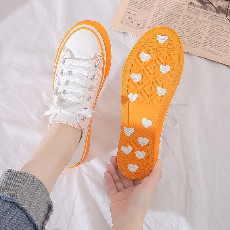 Women's Fashion Canvas Shoes in Candy Orange & White - Wow Store - Wow Store