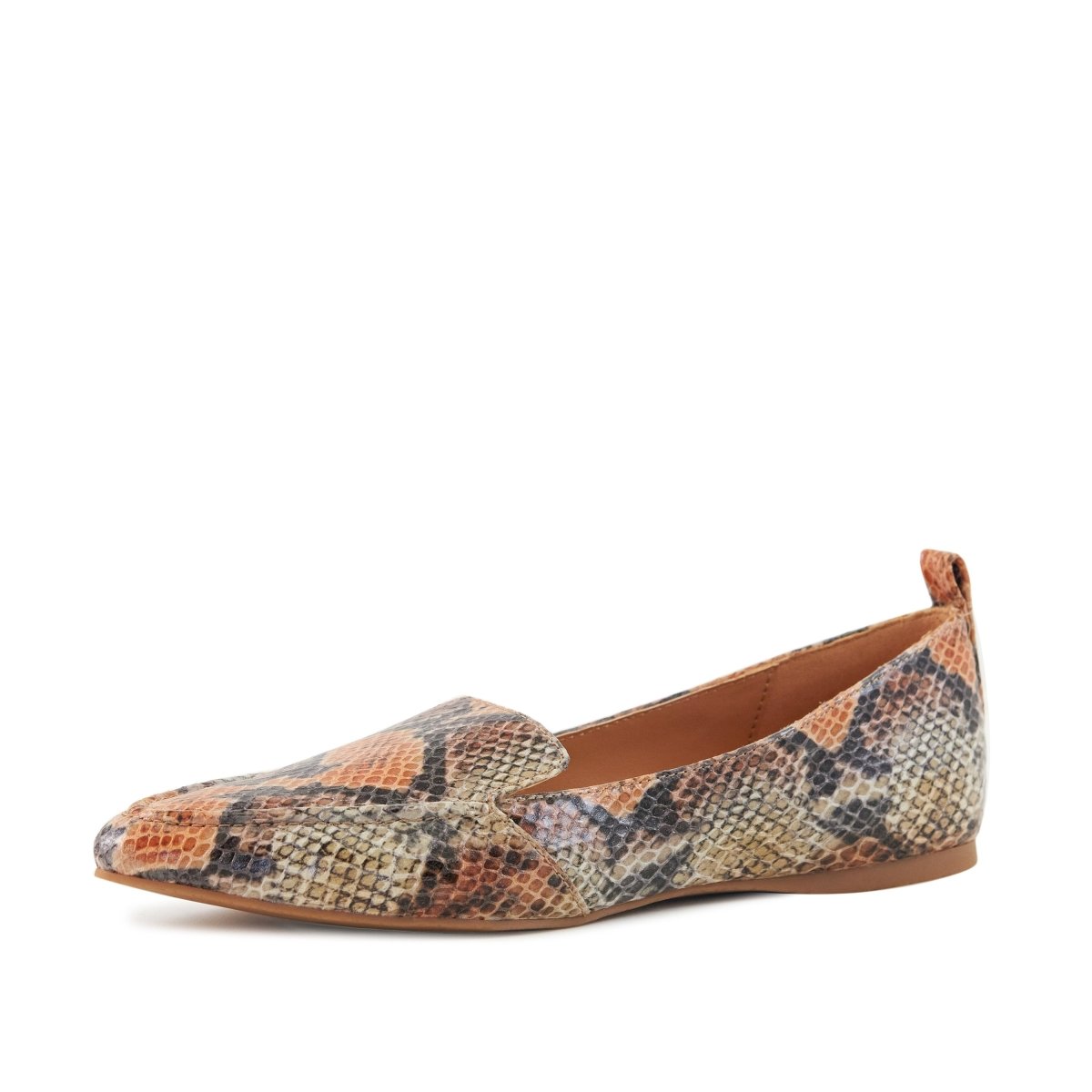 Women's Flat Socialite Orange Snake Skin - Wow Store